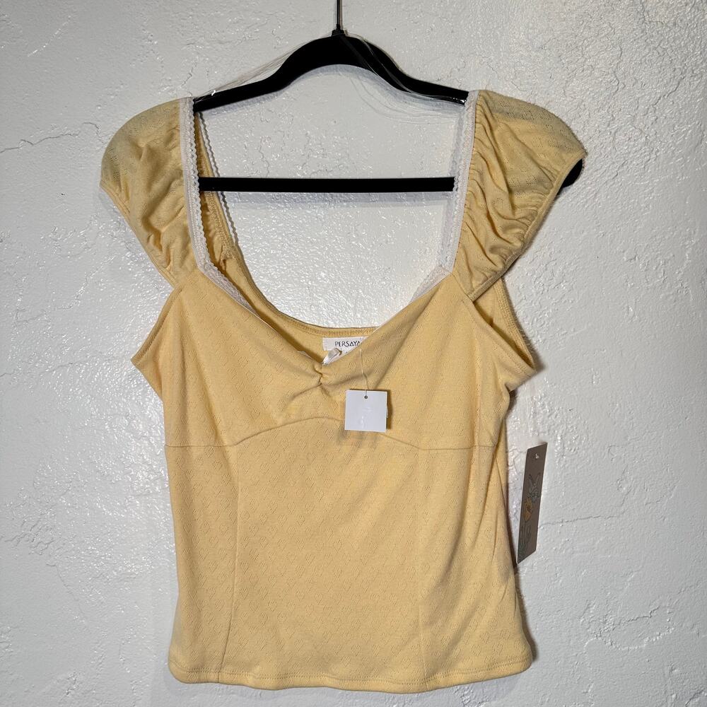 NWT Persaya $18 Large Butter Yellow crop top coastal beach summer cruise